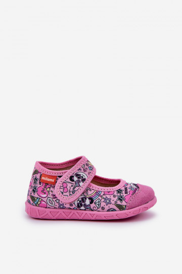 Chaussons Milami enfants avec fermetures Velcro IN Panda Bear couleur rose Esnia 2