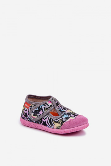 Slippers Milami Kinderen met klittenband in grijs-roze Jasimrra