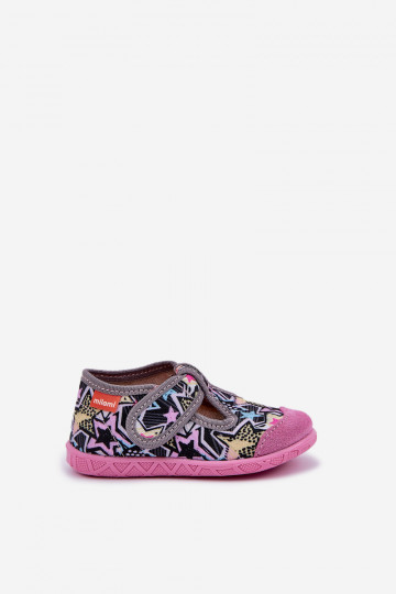 Slippers Milami Kinderen met klittenband in grijs-roze Jasimrra 2