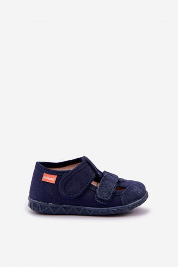 Chaussons Milami enfants avec fermetures Velcro couleur bleu marine Reathiana 2