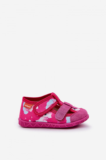 Chaussons Milami enfants avec fermetures Velcro IN Licornes couleur rose Reathiana 2