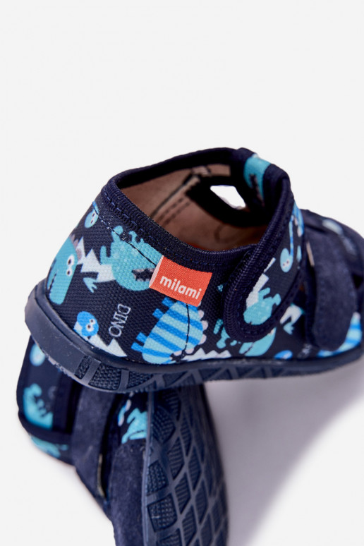 Slippers Milami Kinderen met zelfklevende bevestigingsmiddelen IN Dinosaurussen donkerblauIn Reathiana Slippers Milami Kinderen met zelfklevende bevestigingsmiddelen IN Dinosaurussen donkerblauIn Reathiana