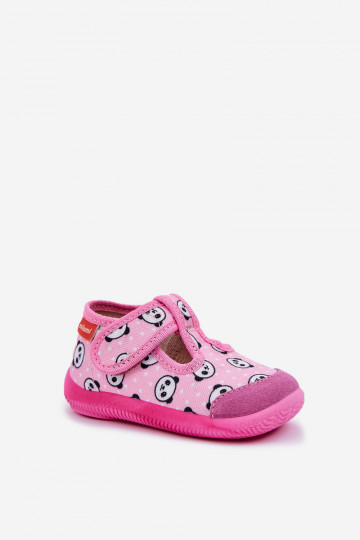 Slippers Milami Kinderen Elastisch met klittenband IN Panda Bear in roze Ambette
