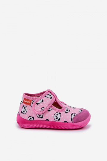 Slippers Milami Kinderen Elastisch met klittenband IN Panda Bear in roze Ambette 2