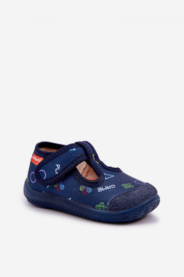 Slippers Milami Kinderen Elastisch met klittenband in donkerblauw Ambette