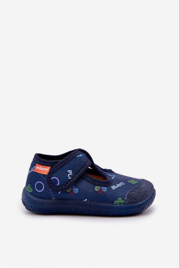 Slippers Milami Kinderen Elastisch met klittenband in donkerblauw Ambette 2