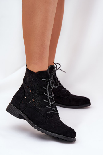 Schnürstiefel mit Ajour-Details S.Barski HY51-136 schwarze Farbe 2