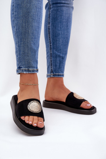 dames slippers met gouden details zwart Kaliora 2