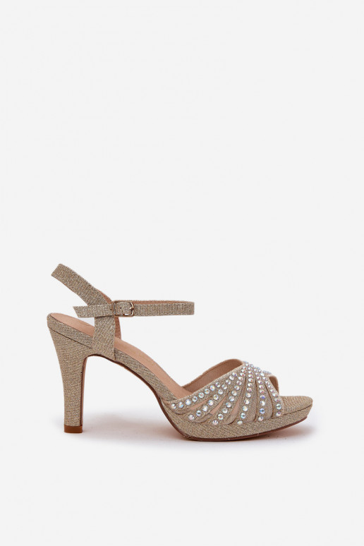 sandalen met dunne hakken Met Decoratie En glitter D&A MR1038-33 gouden kleur