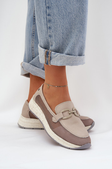 Féminin Peau Mocassins D&A TDANS210 couleur grise