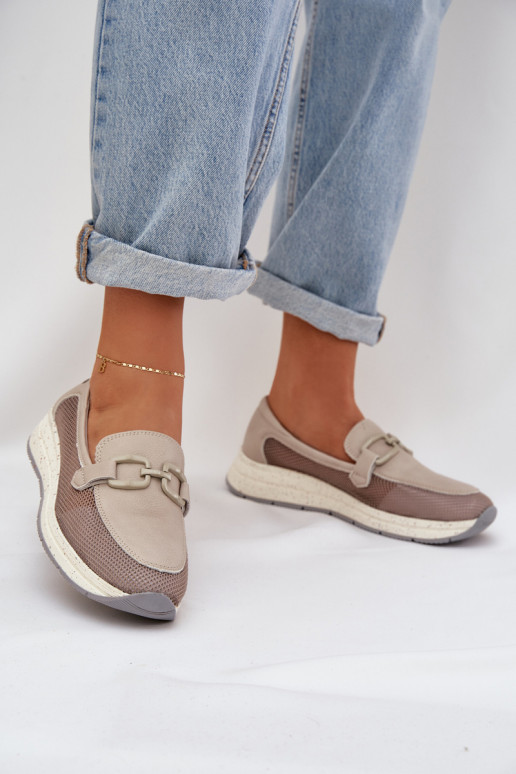 Féminin Peau Mocassins D&A TDANS210 couleur grise Féminin Peau Mocassins D&A TDANS210 couleur grise