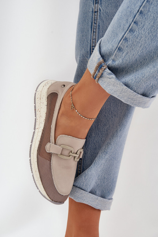 Féminin Peau Mocassins D&A TDANS210 couleur grise Féminin Peau Mocassins D&A TDANS210 couleur grise