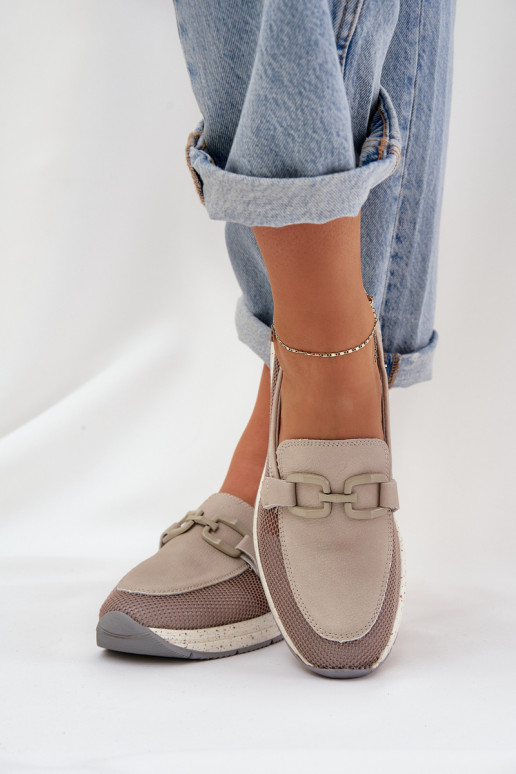 Féminin Peau Mocassins D&A TDANS210 couleur grise Féminin Peau Mocassins D&A TDANS210 couleur grise