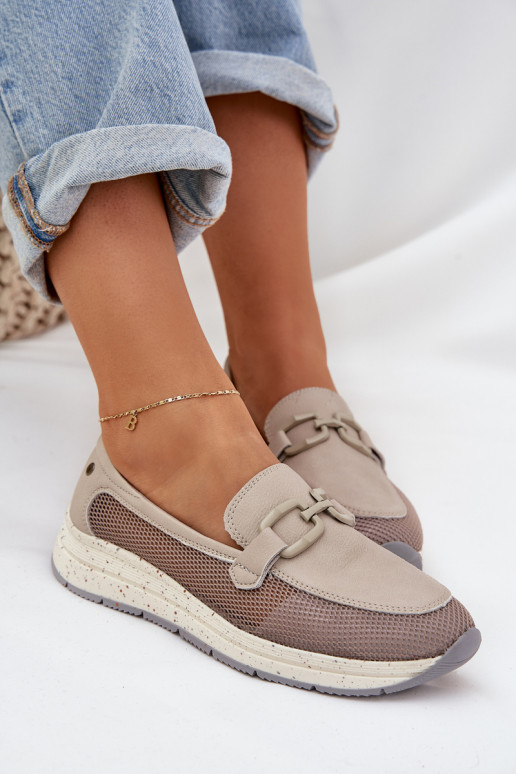 Féminin Peau Mocassins D&A TDANS210 couleur grise Féminin Peau Mocassins D&A TDANS210 couleur grise