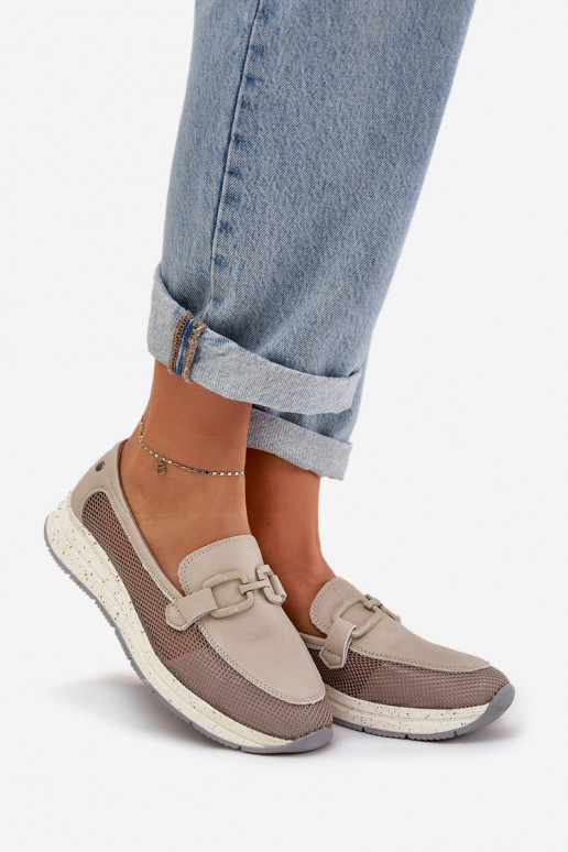 Féminin Peau Mocassins D&A TDANS210 couleur grise Féminin Peau Mocassins D&A TDANS210 couleur grise