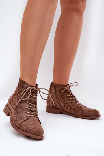 Bottines basses avec éléments ajourés S.Barski HY51-185 marron