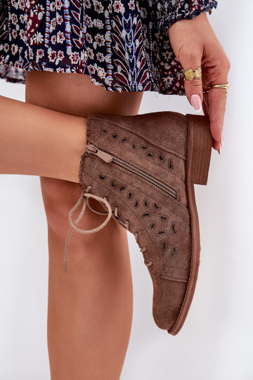 Faible Bottes avec des éléments ajourés S.Barski HY51-185 marron 2