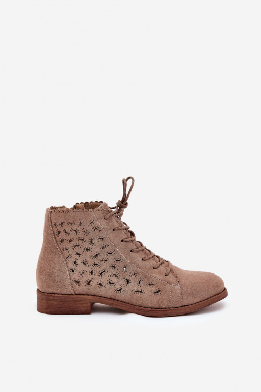 Faible Bottes avec des éléments ajourés S.Barski HY51-185 beige