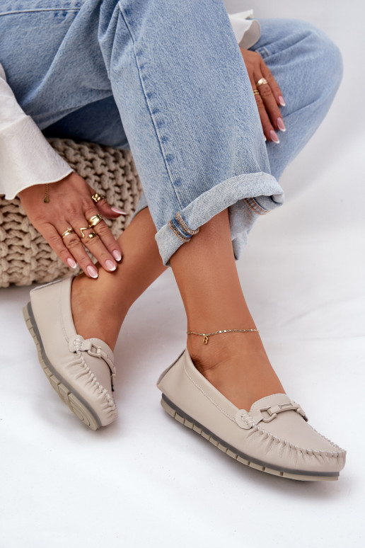 gelijk aan Leer Mocassins met ornamenten S.Barski LR51-547 beige