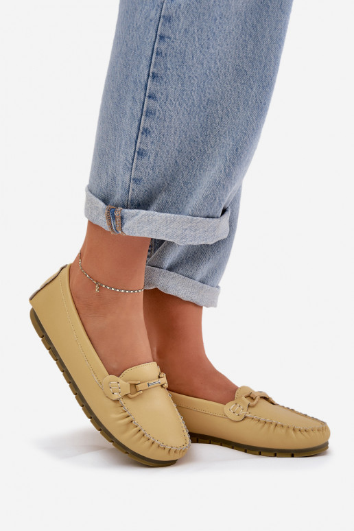 isocèle Peau Mocassins avec des ornements S.Barski LR51-547 couleur jaune