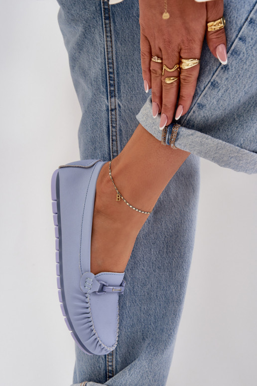 isocèle Peau Mocassins avec des ornements S.Barski LR51-547 couleur bleue