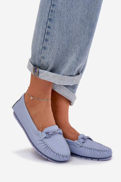 isocèle Peau Mocassins avec des ornements S.Barski LR51-547 couleur bleue