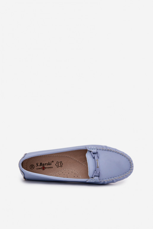 isocèle Peau Mocassins avec des ornements S.Barski LR51-547 couleur bleue