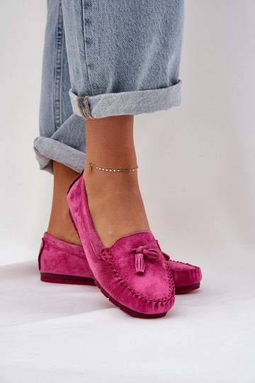 Appartement pour femmes Mocassins classiques en daim S.Barski LR51-548 couleur rose