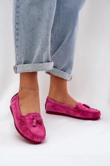 Appartement pour femmes Mocassins classiques en daim S.Barski LR51-548 couleur rose 2