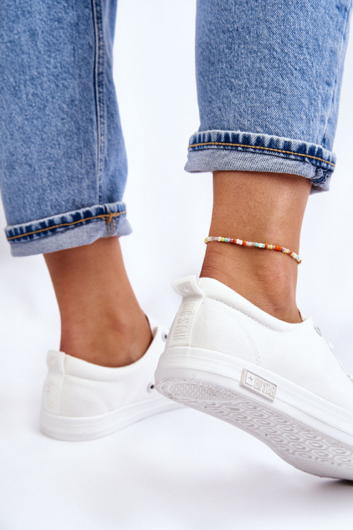 Feminin Glatt Turnschuhe mit flacher Sohle Big Star LL274058 Zueiße Farbe