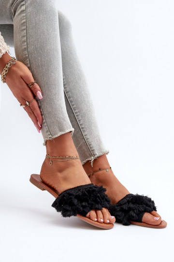 Damen Slipper mit Quasten in Schwarz Rialle 2