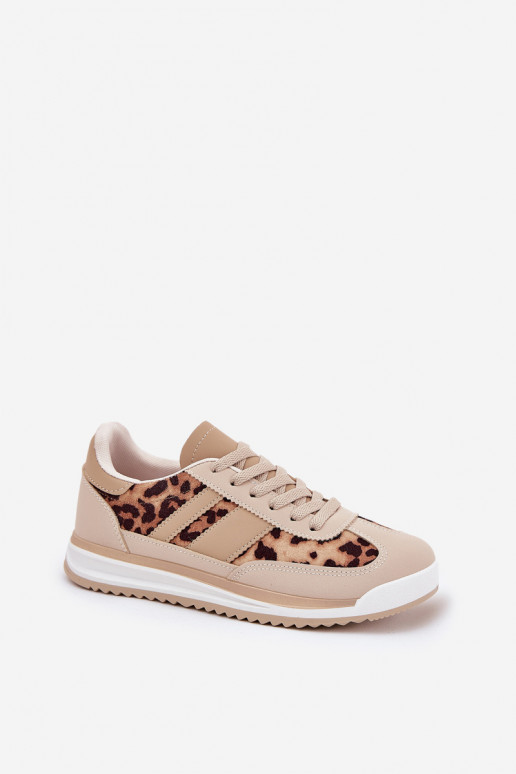sportschoenen Sneakers model schoenen Dames met luipaardbontpatronen beige-bruine kleur Galabis