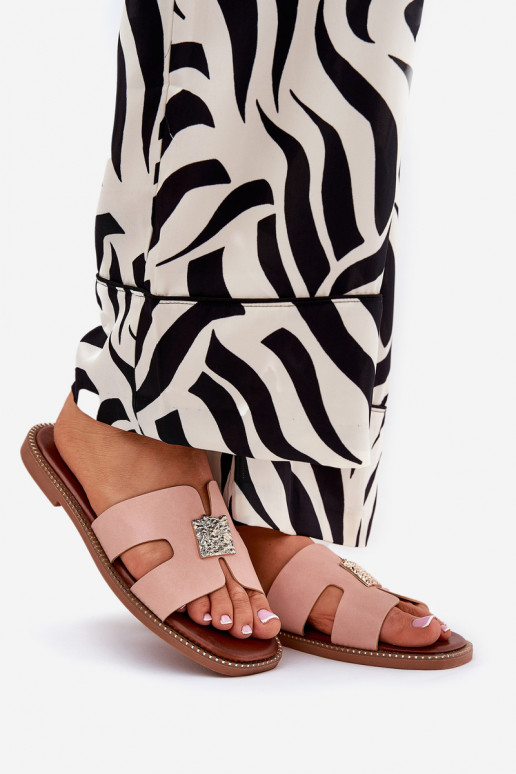 isocèle Chaussons Avec découpes Et la décoration couleur rose Bohalis