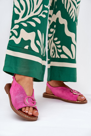 Platte sandalen met ornamenten roze Haliones