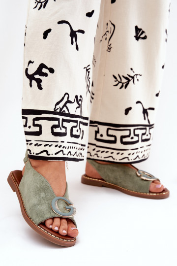 Sandales plates avec des ornements couleur verte Haliones 2