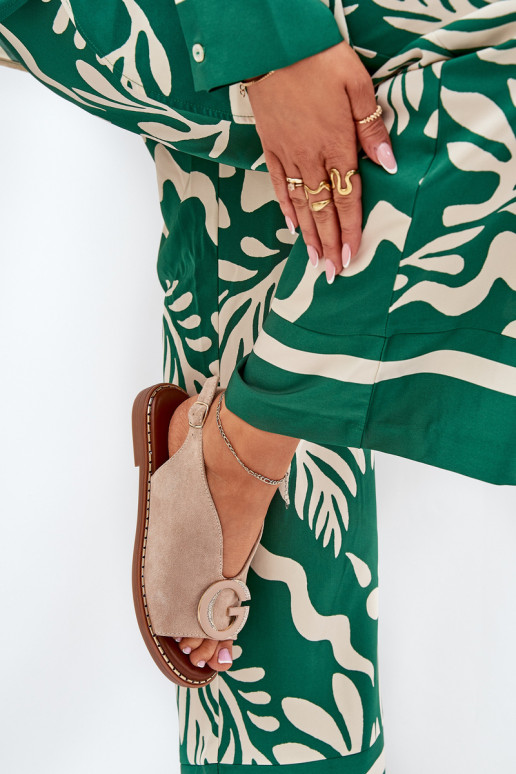 Flache Sandalen mit Ornamenten Beige Haliones Flache Sandalen mit Ornamenten Beige Haliones