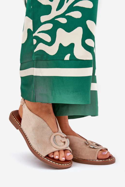 Flache Sandalen mit Ornamenten Beige Haliones Flache Sandalen mit Ornamenten Beige Haliones