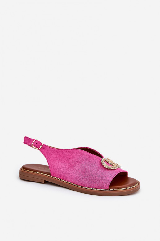 Sandales pour femmes avec des ornements avec des talons larges en daim écologiqueoÀe couleur rose Ralisses