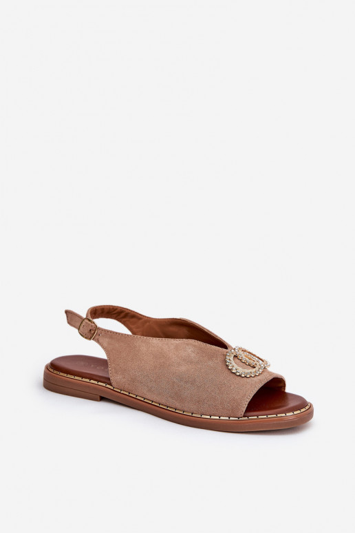 Damensandalen mit Ornamenten mit breiten Absätzen aus Öko-INildlederoZue Beige Ralisses Damensandalen mit Ornamenten mit breiten Absätzen aus Öko-INildlederoZue Beige Ralisses