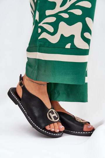 gleichschenklig Eleganter Stil Sandalen mit Ornamenten schZuarze Farbe Iseliria 2