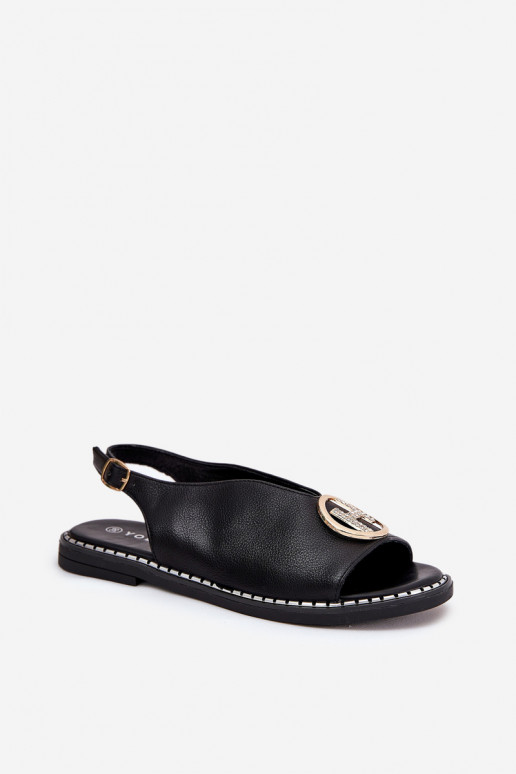 gleichschenklig Eleganter Stil Sandalen mit Ornamenten schZuarze Farbe Iseliria