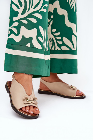 Sandalen met brede hakken en ornamenten van eco-leer in zandkleur Tillireta 2