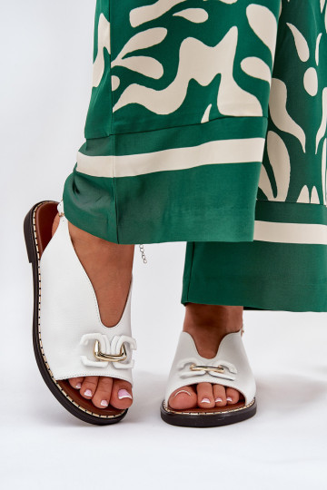 Sandalen mit breiten Absätzen und Ornamenten aus Eko-Leder in weiß Tillireta 2