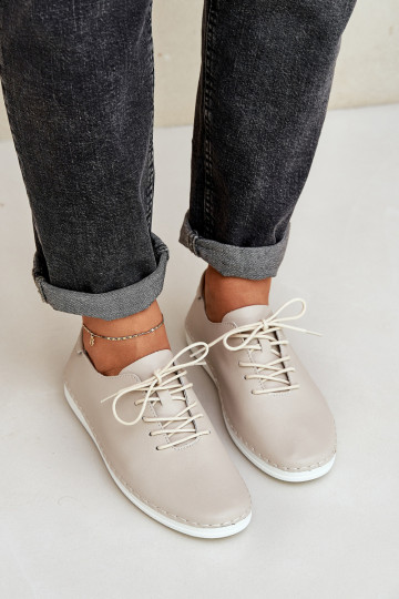 Veterschoenen van natuurlijke huid D&A LR51-645 zandkleur