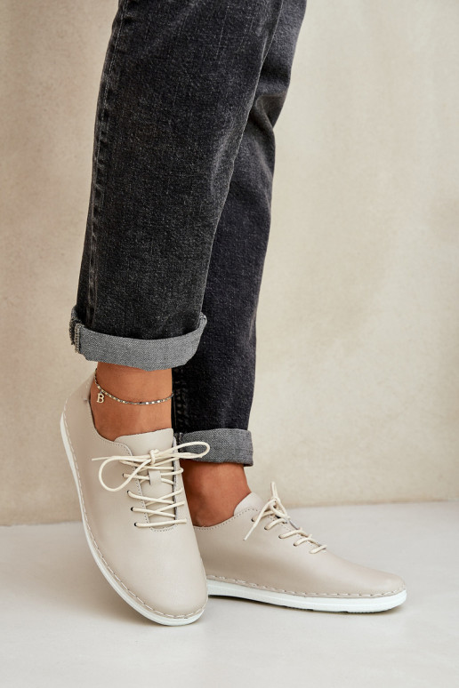 Schnürschuhe Z Ermöglichtturalnej Skóry D&A LR51-645 Beige