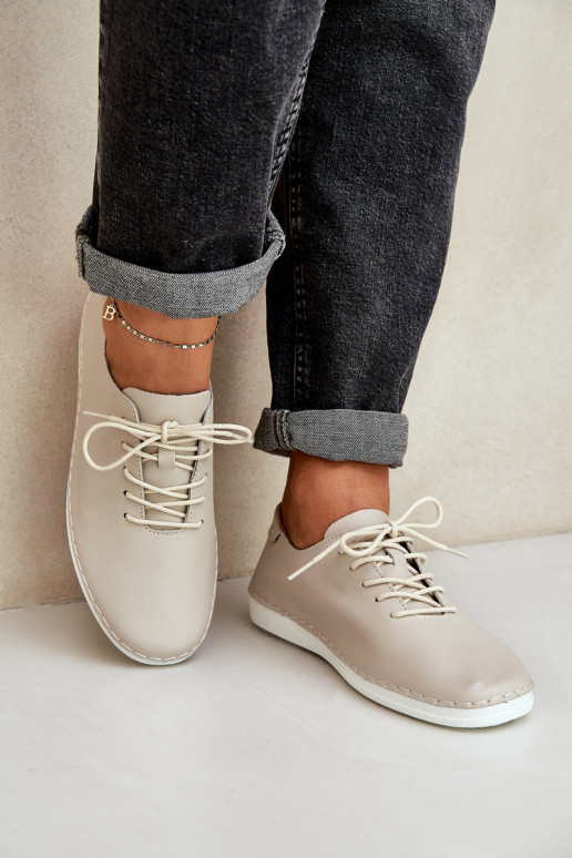 Schnürschuhe Z Ermöglichtturalnej Skóry D&A LR51-645 Beige