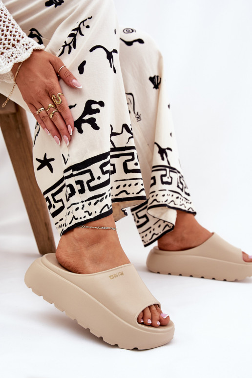 Leichte Hausschuhe Damenhausschuhe mit einer Plattform Big Star RR274A569 Beige Leichte Hausschuhe Damenhausschuhe mit einer Plattform Big Star RR274A569 Beige