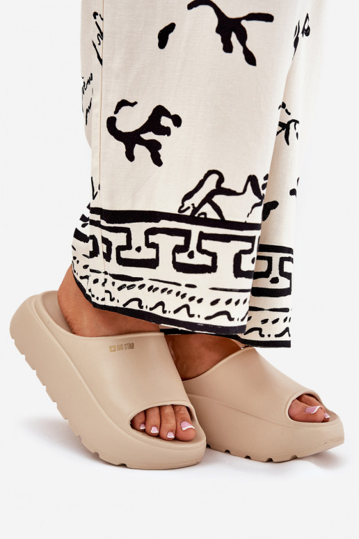 Leichte Hausschuhe Damenhausschuhe mit einer Plattform Big Star RR274A569 Beige Leichte Hausschuhe Damenhausschuhe mit einer Plattform Big Star RR274A569 Beige