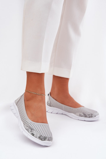 Leer OpengeInerkte ballerinas Vinceza 95323 grijs 2