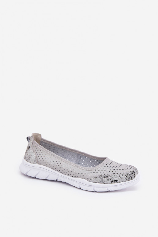 Haut Durchbrochene Ballerinas Vinceza 95323 graue Farbe Haut Durchbrochene Ballerinas Vinceza 95323 graue Farbe